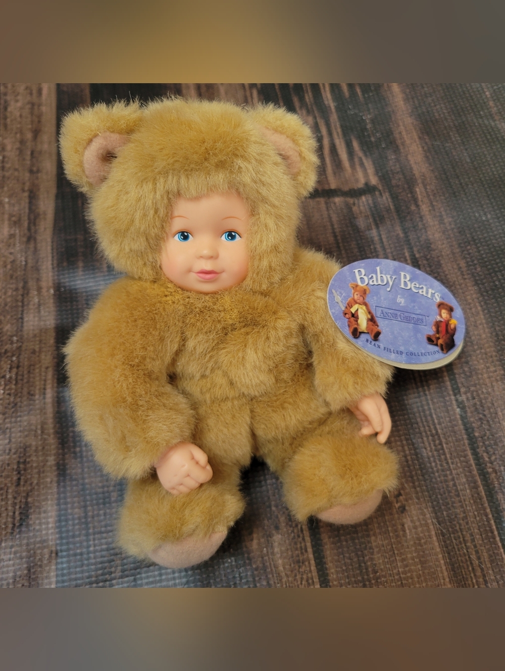 NWT 1990's Vintage Anne Geddes Baby Bear Beanie Doll